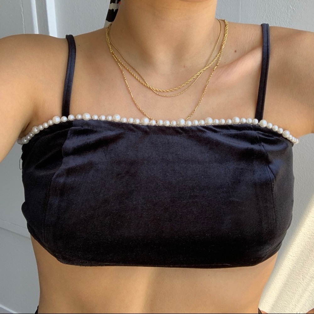 urban outfitters pearl velvet bra top
